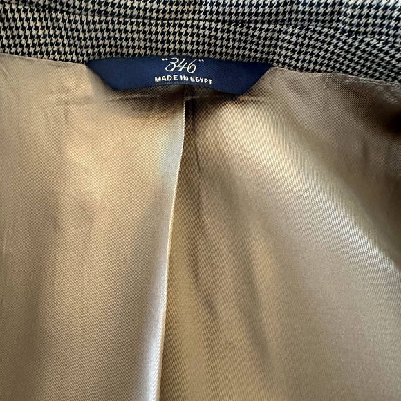 Brooks Brothers 346 Houndstooth Plaid 100% Wool Sports Coat tan/brown Size 42R - Picture 7 of 10
